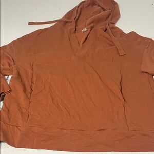 Old Navy Large Orange Live In French Terry Pull Over V Neck Hoodie
